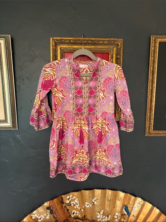 Dresses & Skirts - Mary marshmallow Pink & Gold Paisley Tunic Dress
